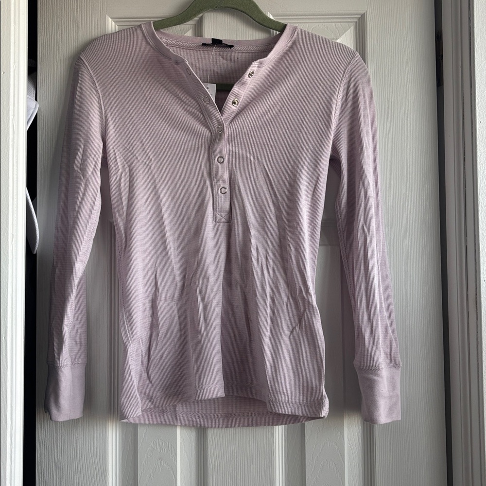 J Crew Lightweight Waffle Base-Layer Henley Light Lavender Sz XS NWT